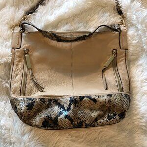 B. Makowsky Beige and Snake Pattern Crossbody Bag